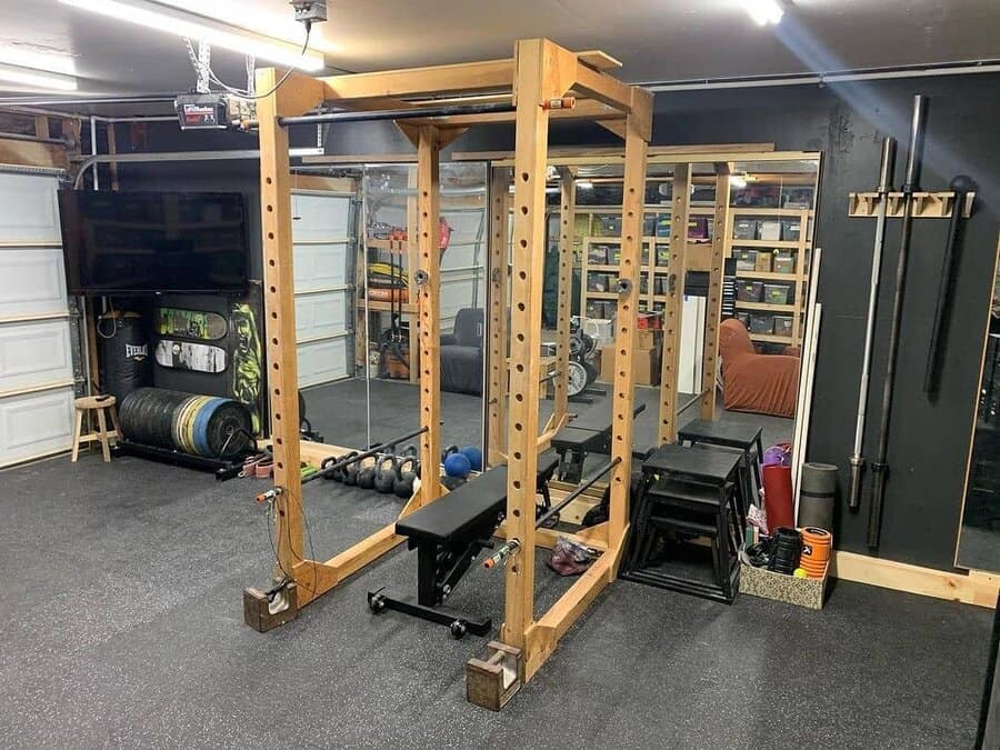 wooden power rack gym equipment