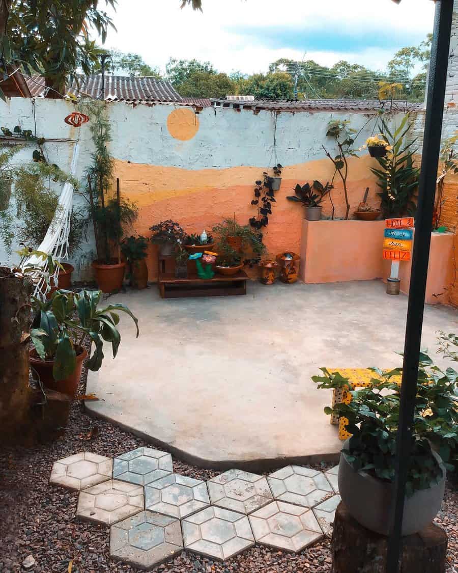 garden with mural art 