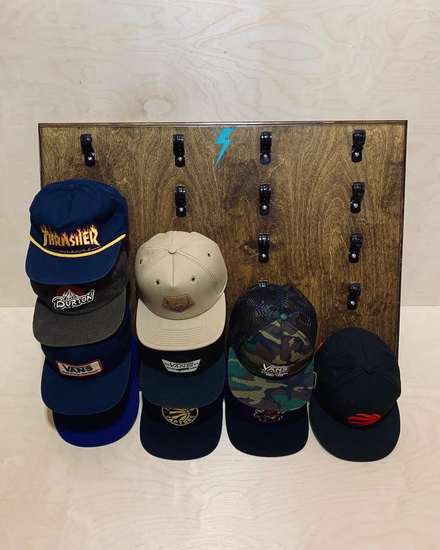 Wooden wall mounted hat rack