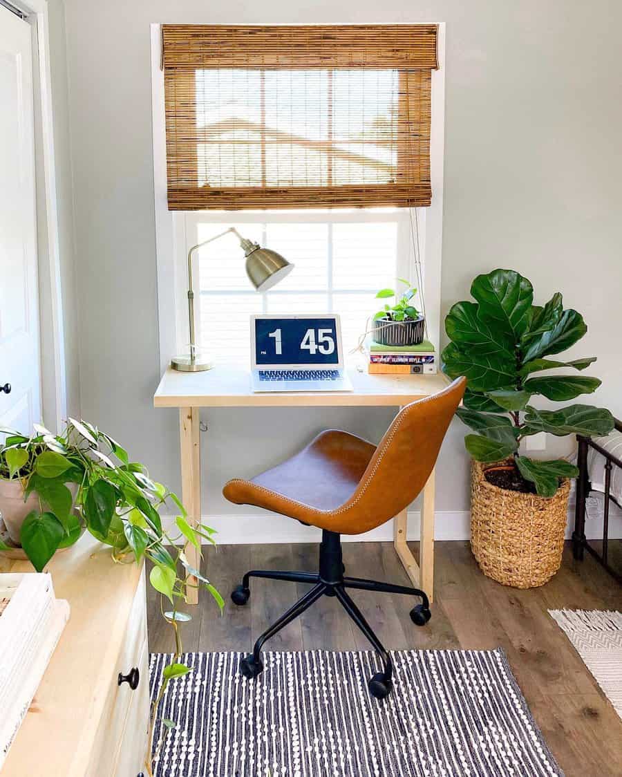 office desk with lamp