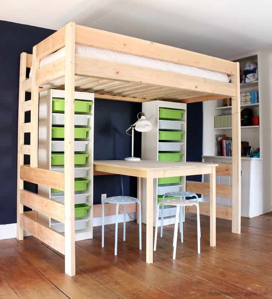 Loft bed with study area