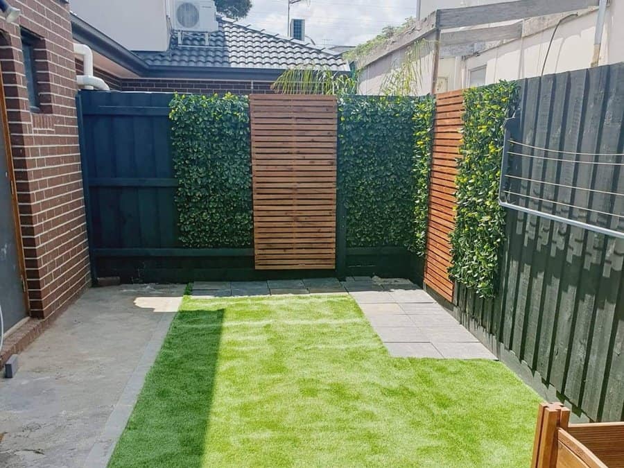 Backyard with artificial grass