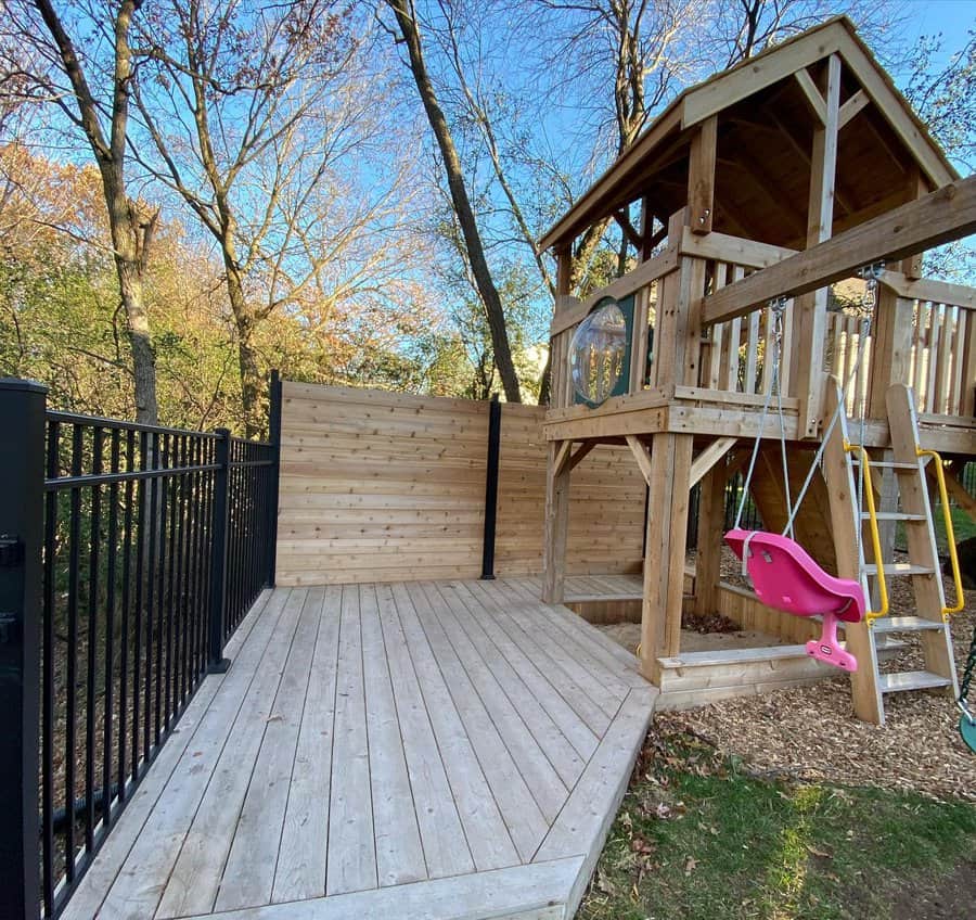 Wooden deck with playground