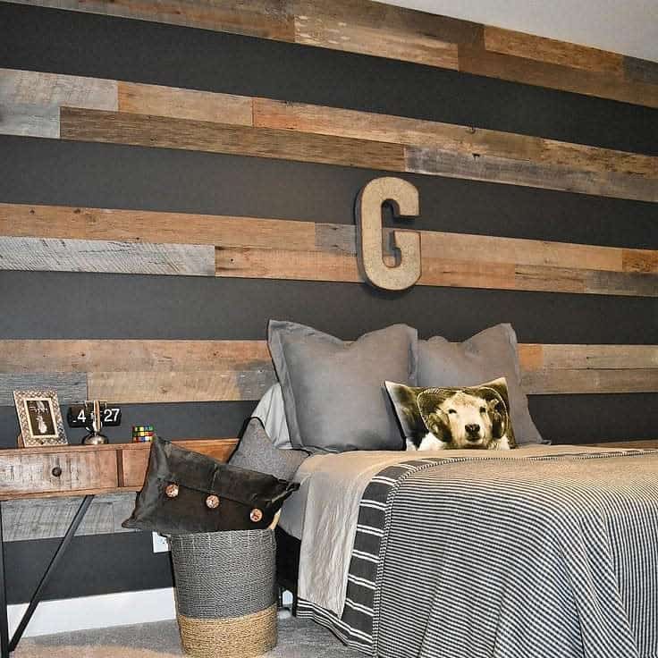 monochromatic wood pallet wall
