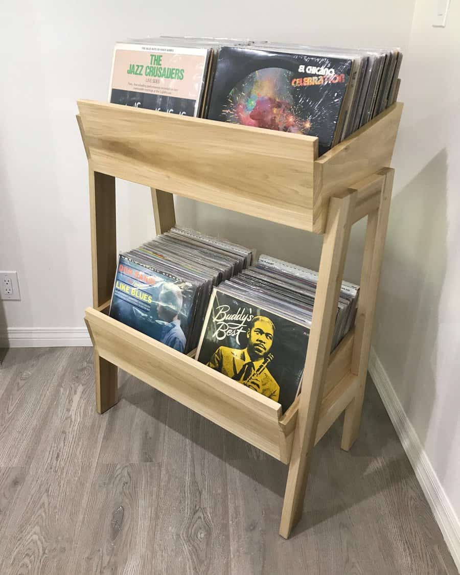 Minimalist wooden vinyl storage stand