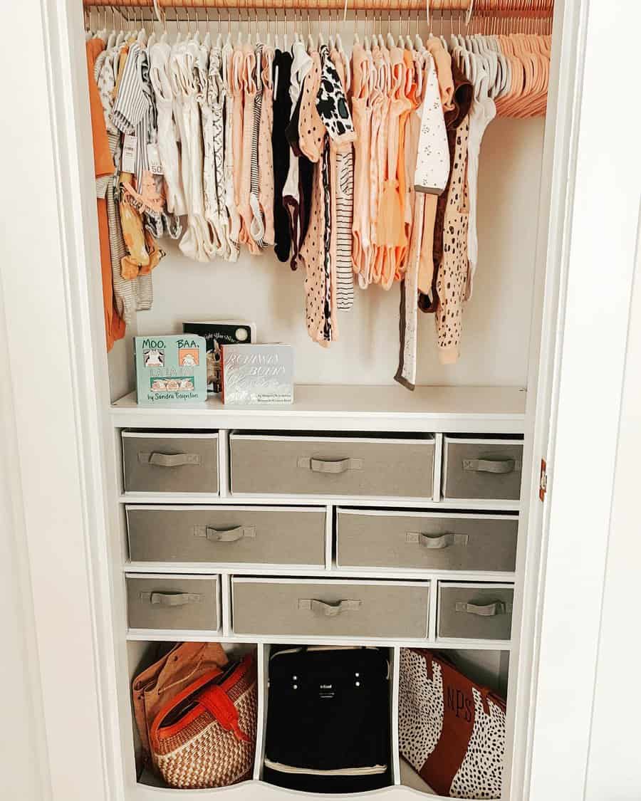 small closet with aesthetic organizers