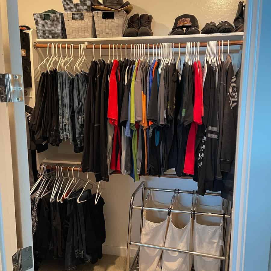 Small closet with matching hangers