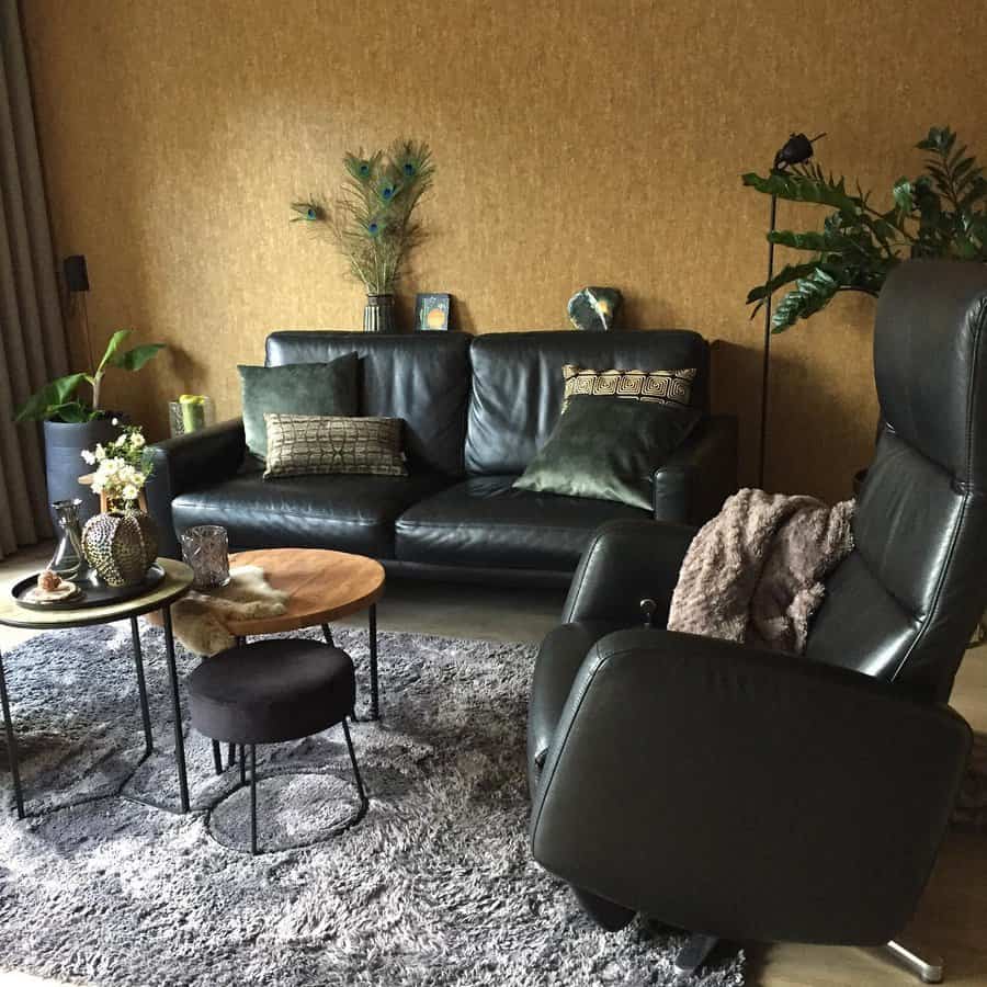 industrial living room with potted plants