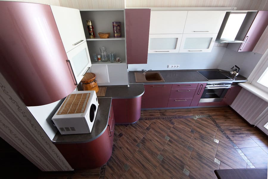 purple  kitchen cabinet