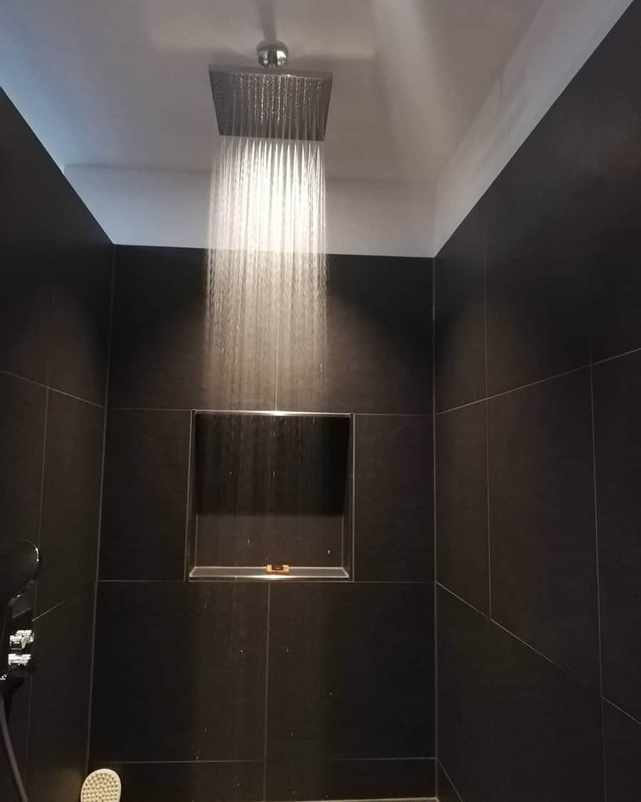 Dark walk in shower