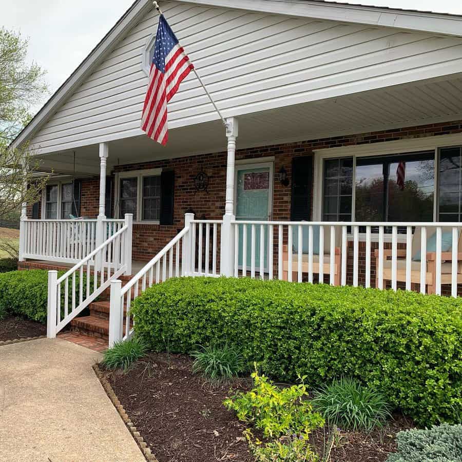 Classic white porch railing