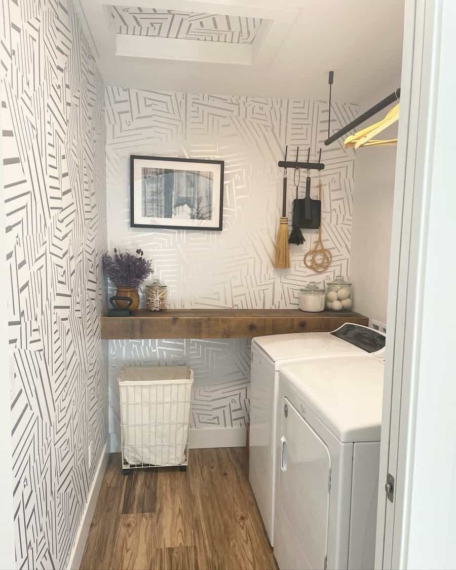 Laundry accent wallpaper