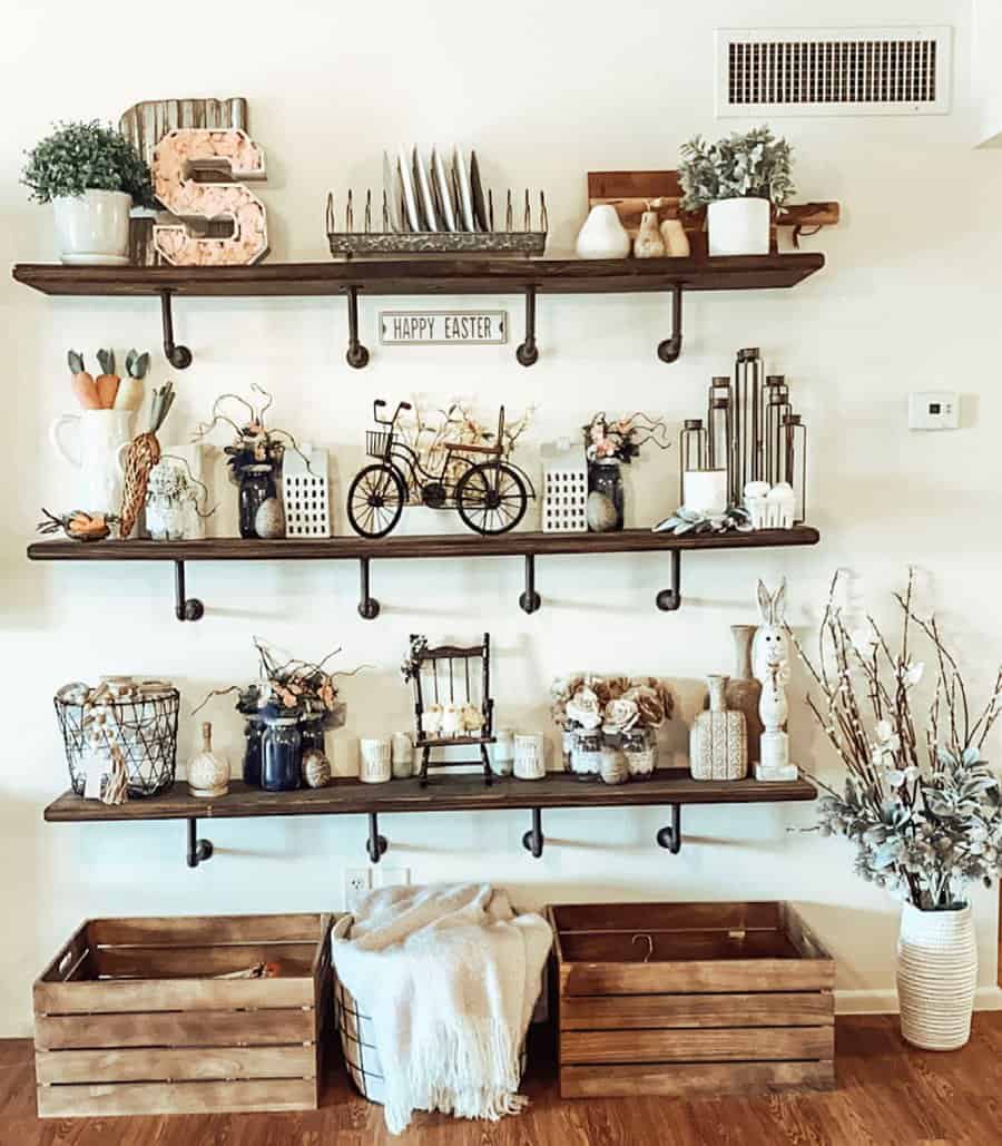 Farmhouse kitchen with floating shelves