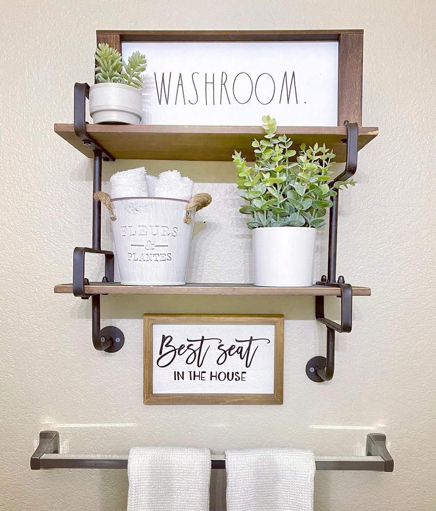 Half bathroom with styling shelf