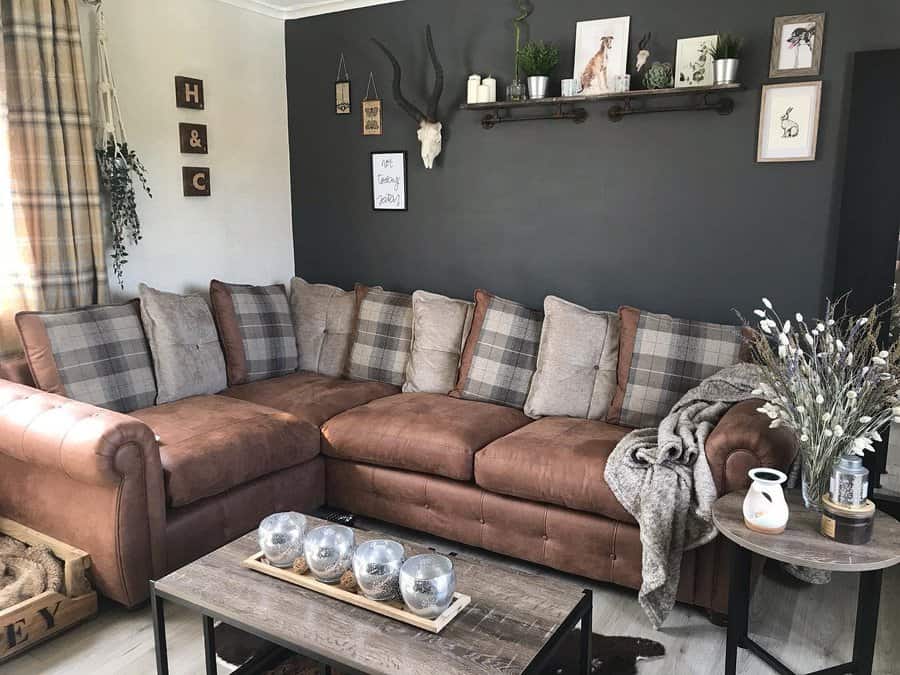 Living room with potted plants