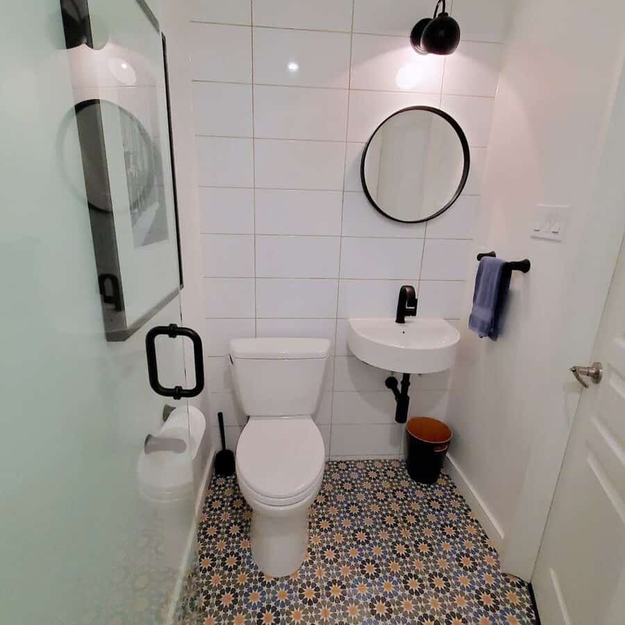 Basement Bathroom With Decorative Tiles 