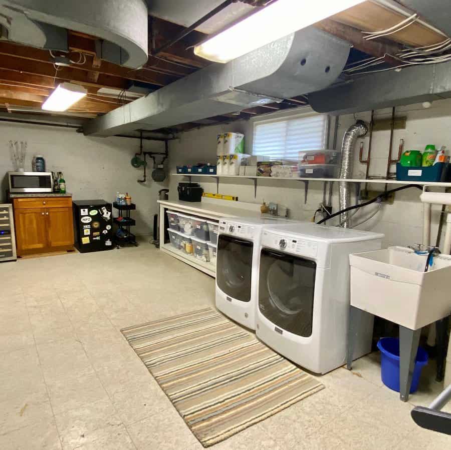 Laundry basement storage