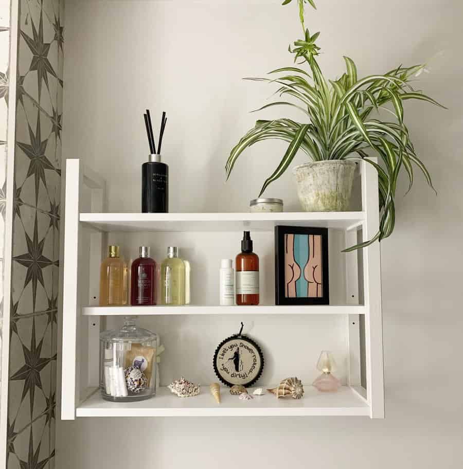 Recessed bathroom shelf