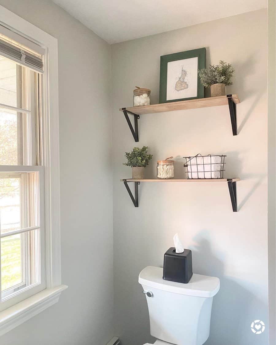 Recessed bathroom shelf