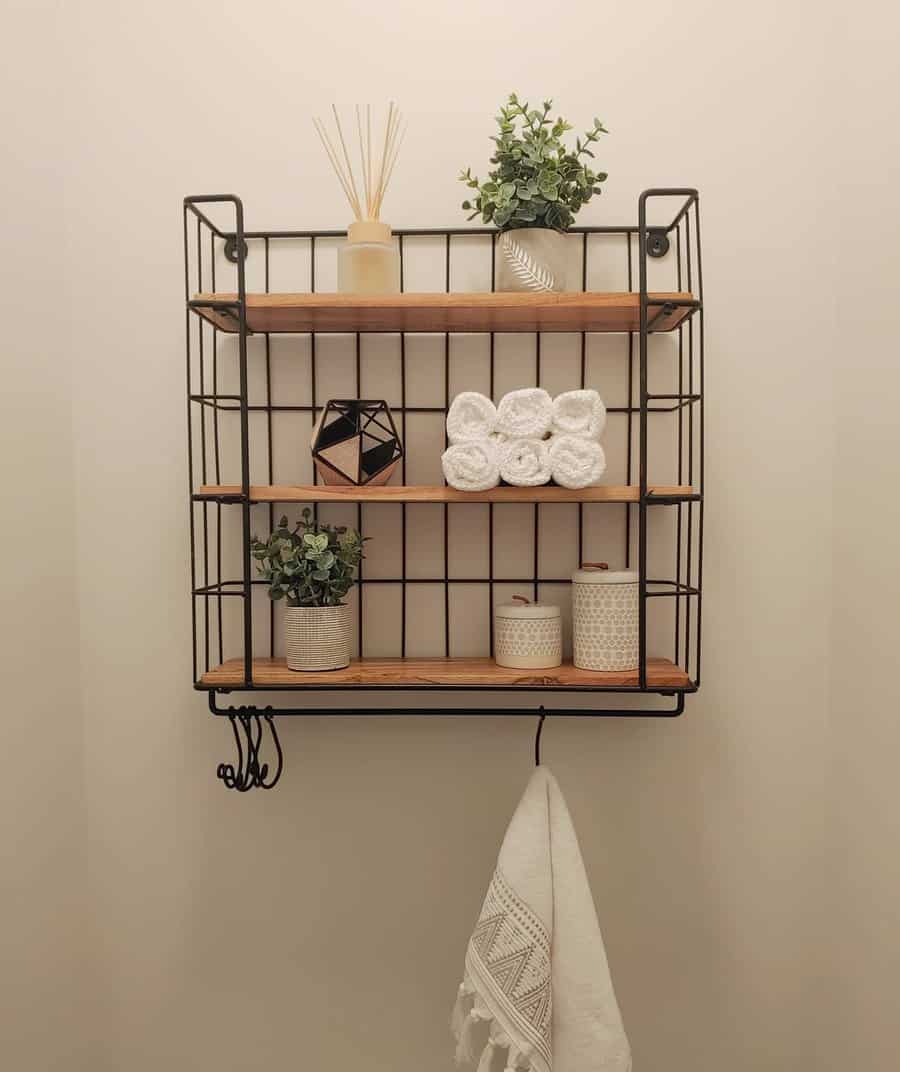 Recessed bathroom shelf