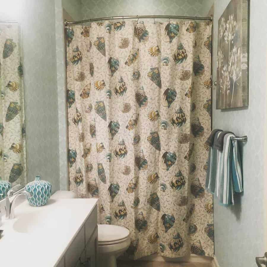 Nautical themed shower curtain