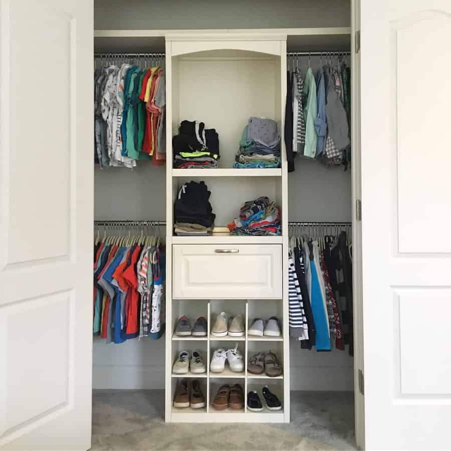 small closet with built-in organizers