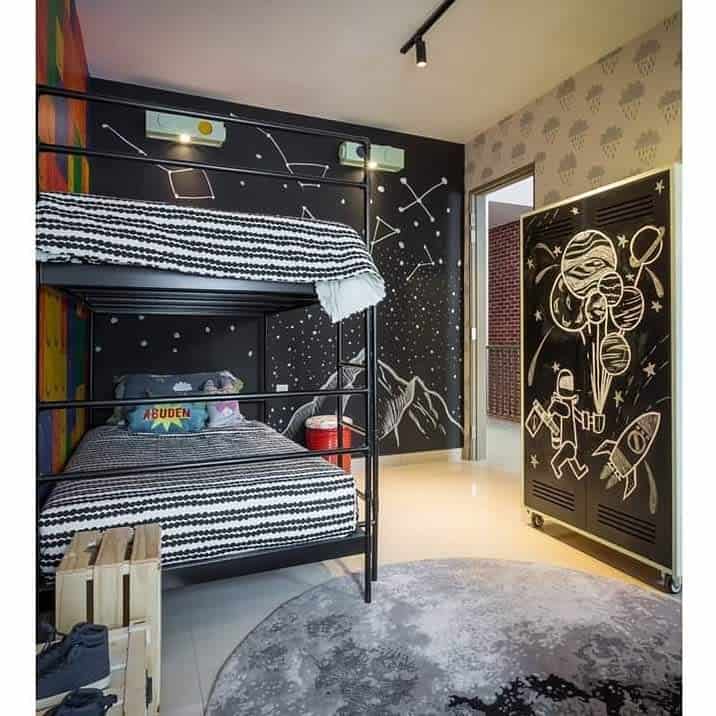 Bedroom with a space theme