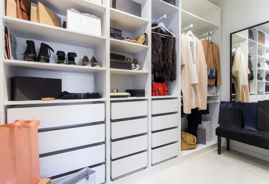 Closet with multi-purpose drawers