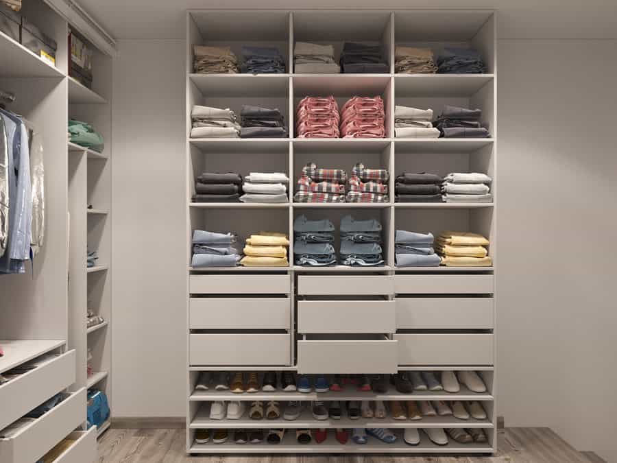 Closet with multi-purpose drawers