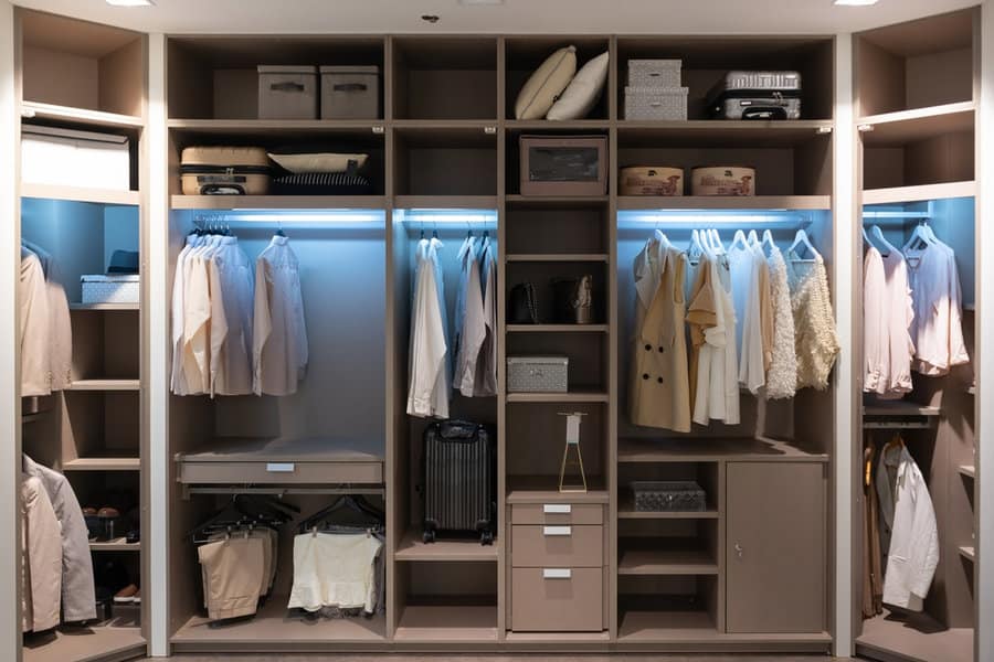 Closet with multi-purpose drawers