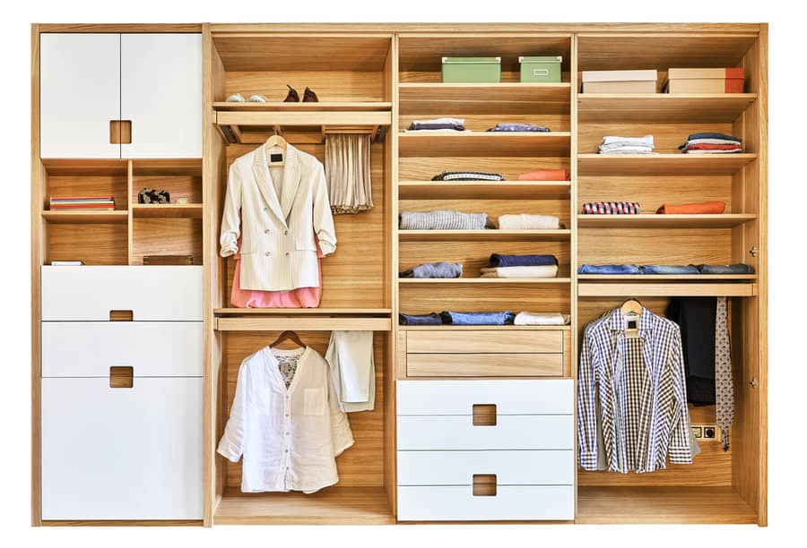 Closet with multi-purpose drawers