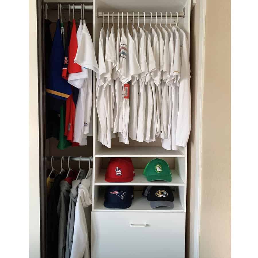 Small closet with matching hangers