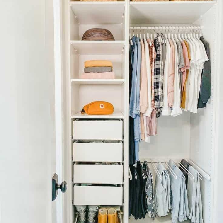 small closet with matching hangers