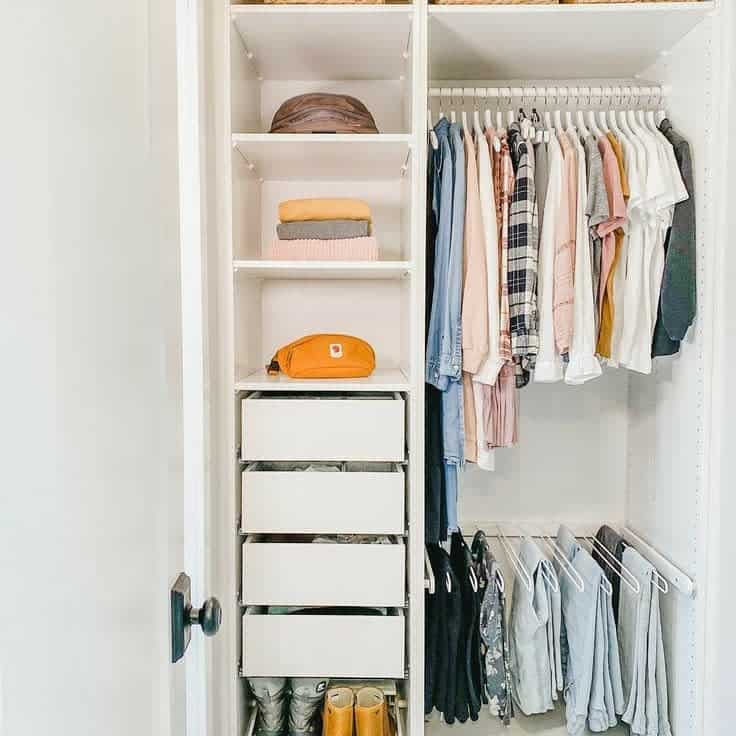 Small closet with matching hangers