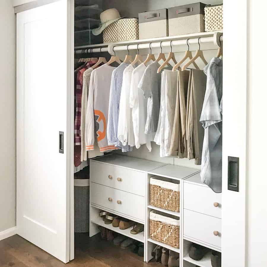 Small closet with matching hangers