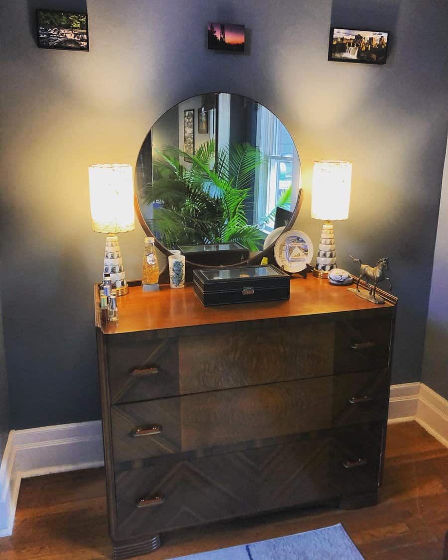 Dark wood vanity