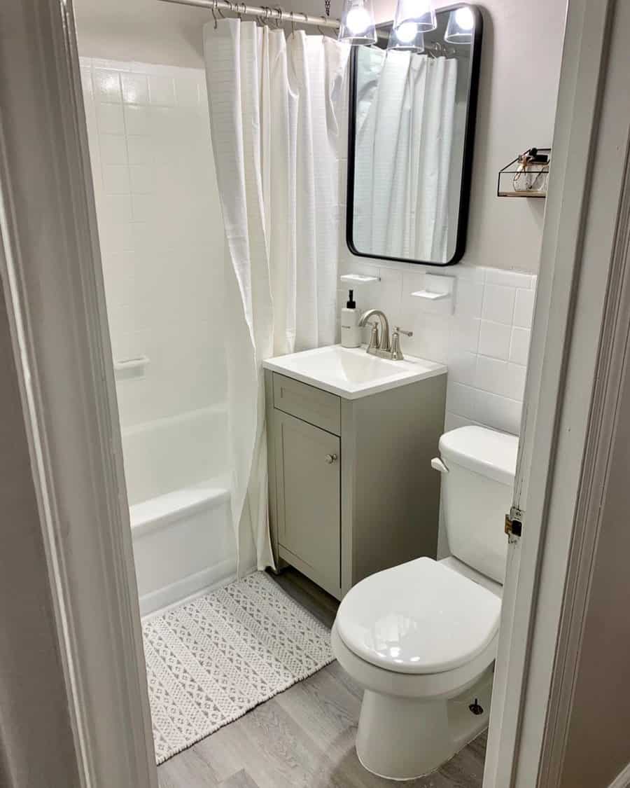 Basement bathroom with shaker style vanity