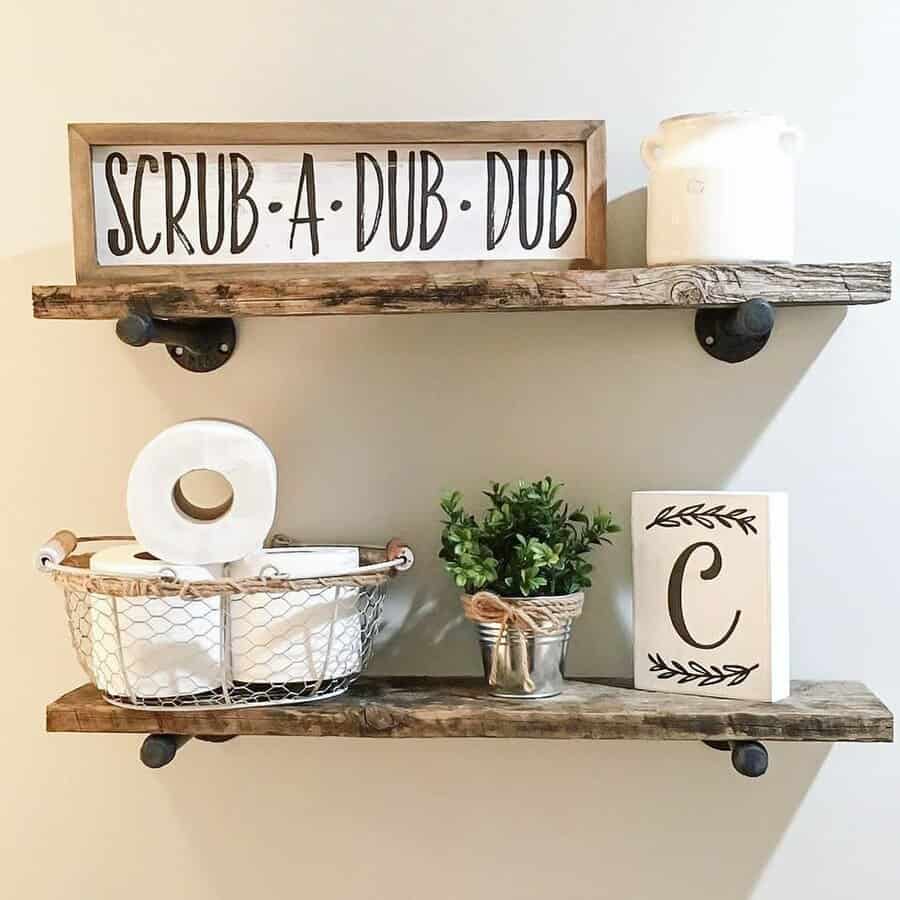 Farmhouse bathroom shelf