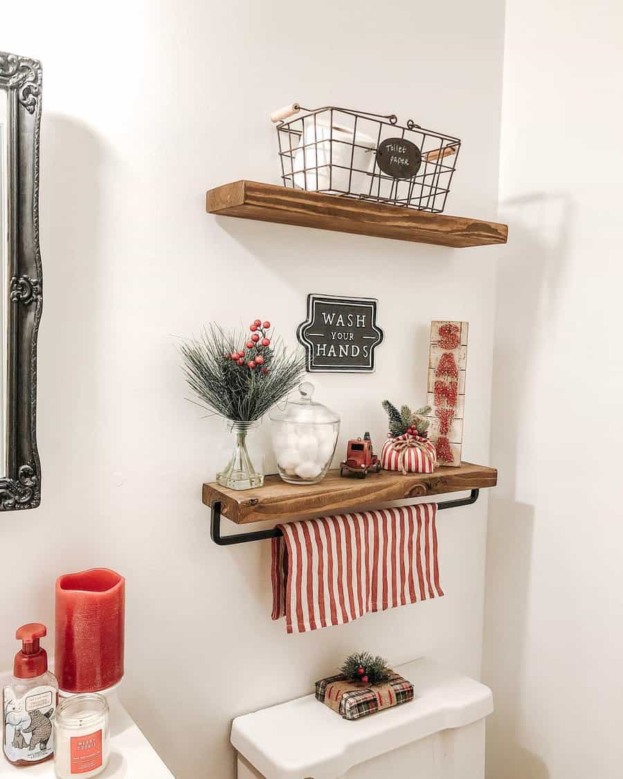 Half bathroom with styling shelf