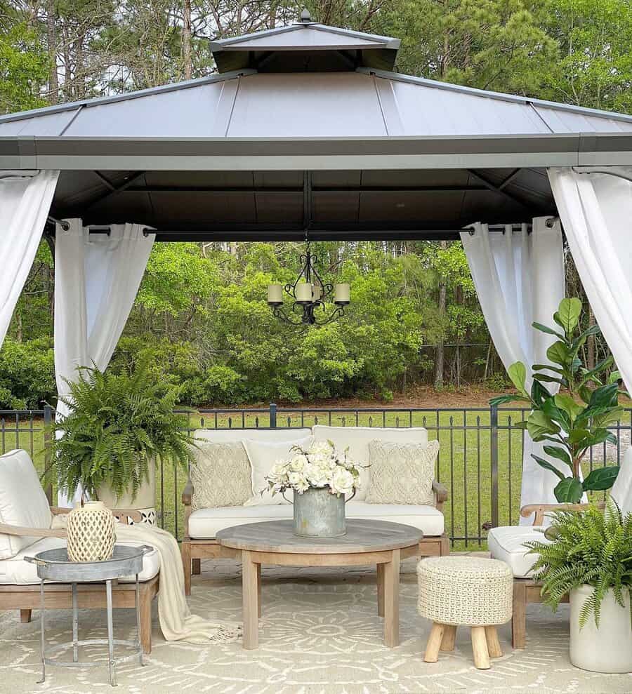 patio with curtains