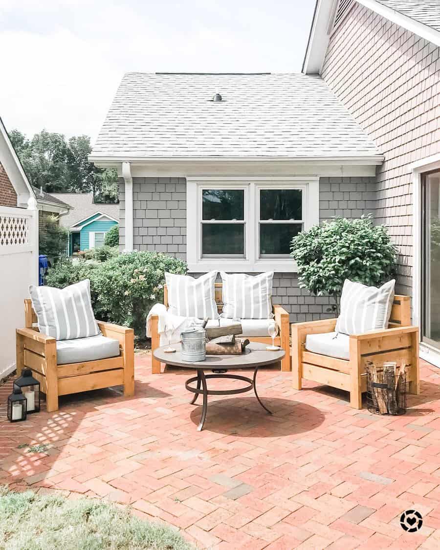 Red brick pavers on a patio