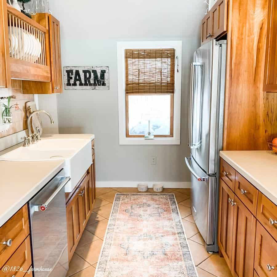 Rustic small galley kitchen