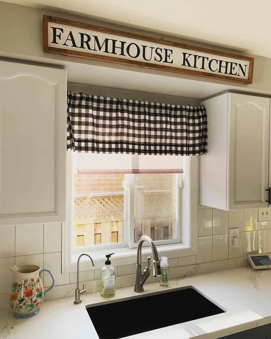 farmhouse gingham valance curtain 