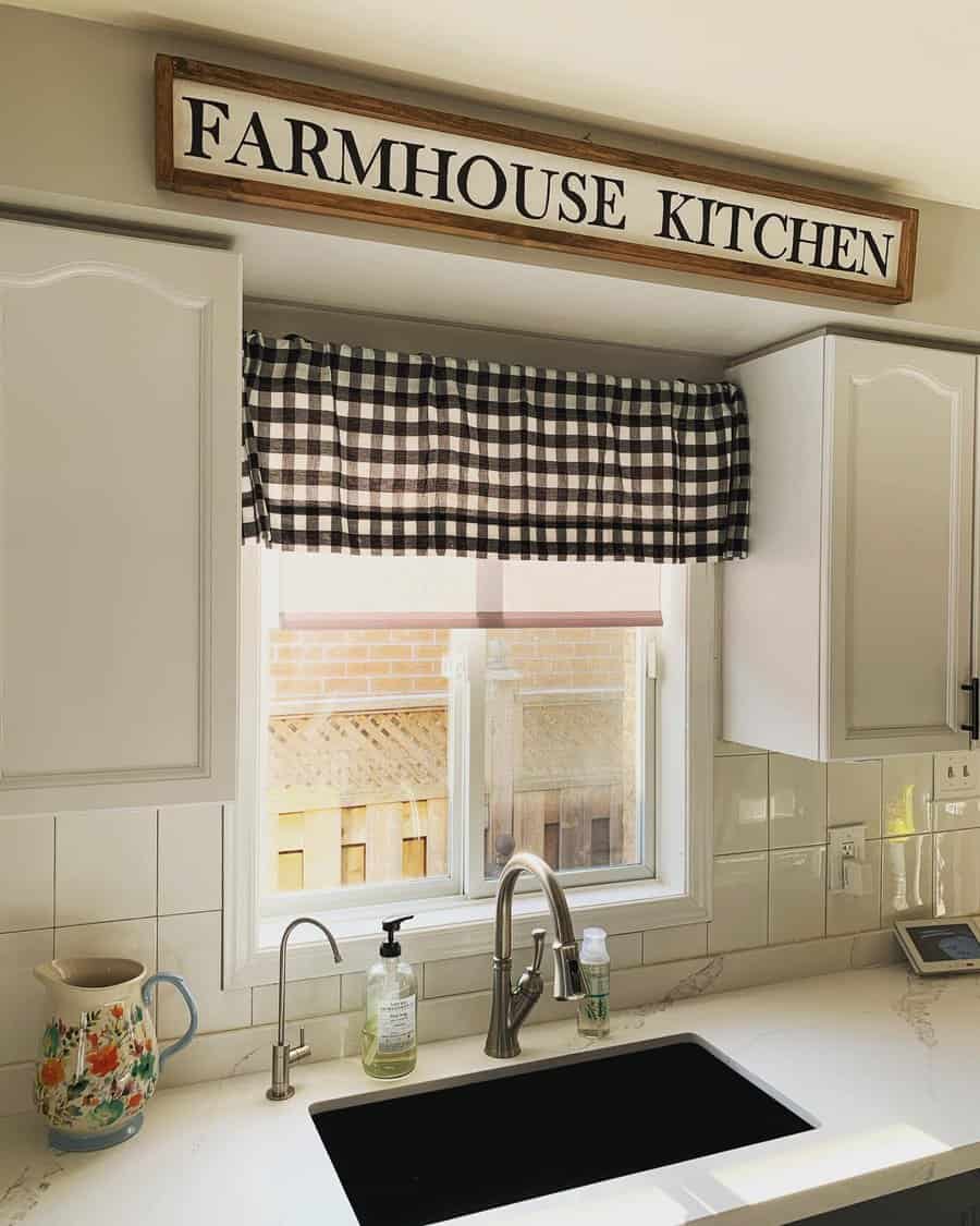 Farmhouse gingham valance curtain 