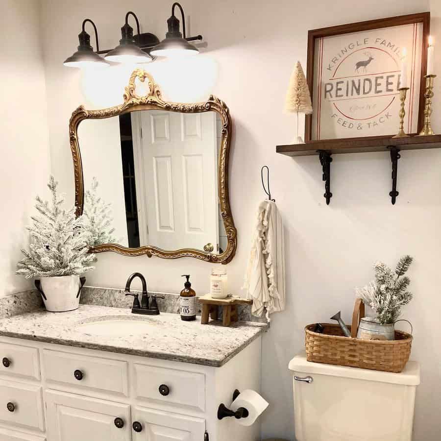 Bathroom sink with black fixtures