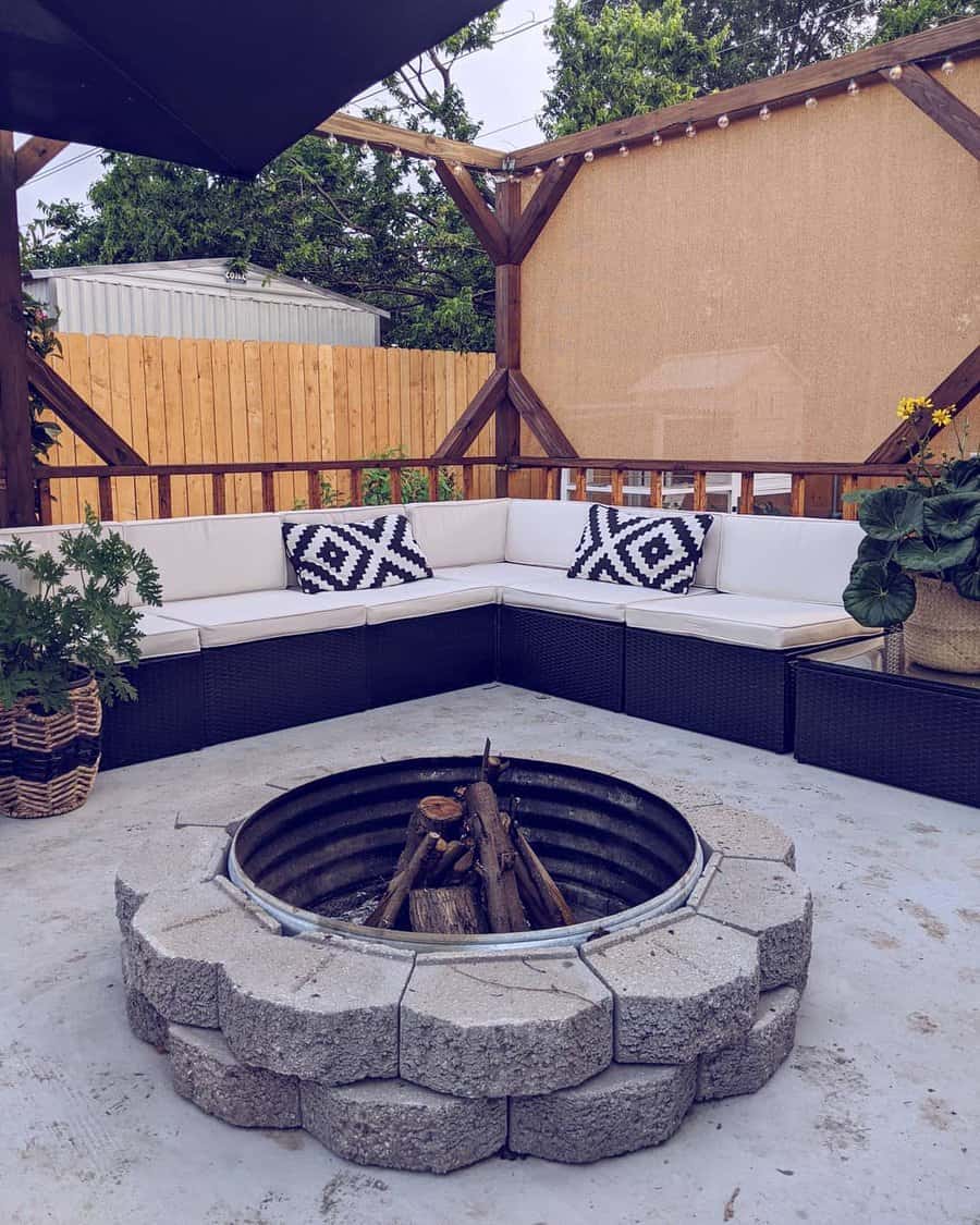 Backyard patio with firepit