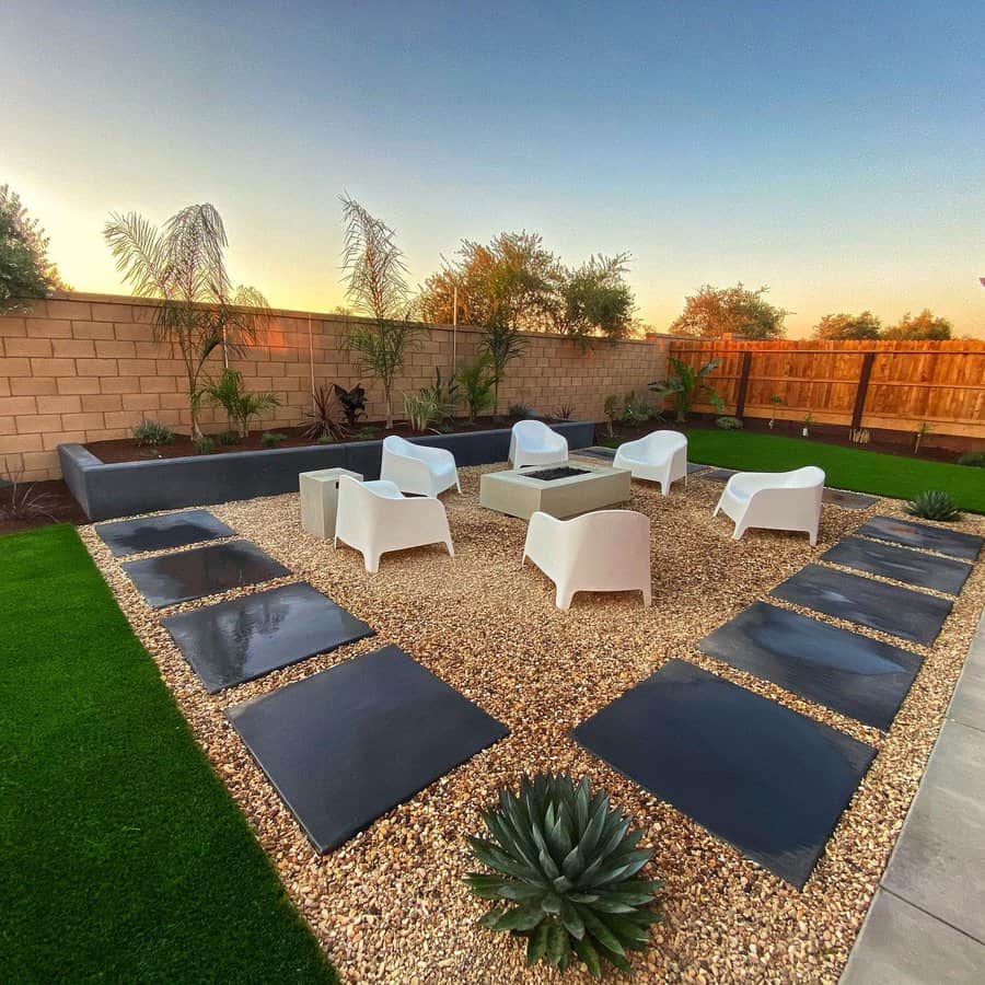 Backyard patio with firepit