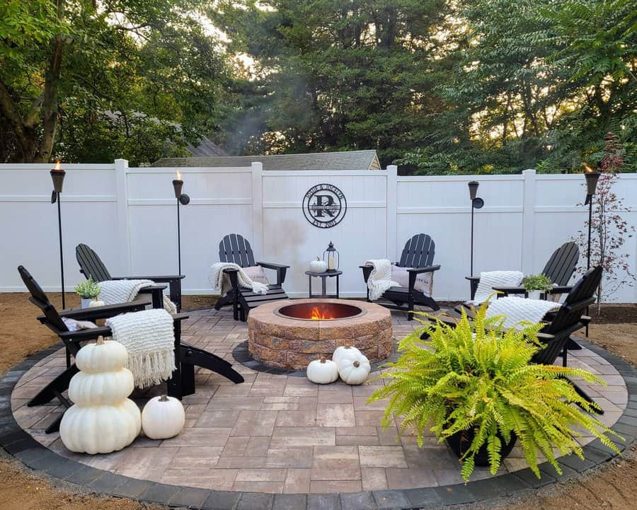 Stone Patio With Brick Fire Pit