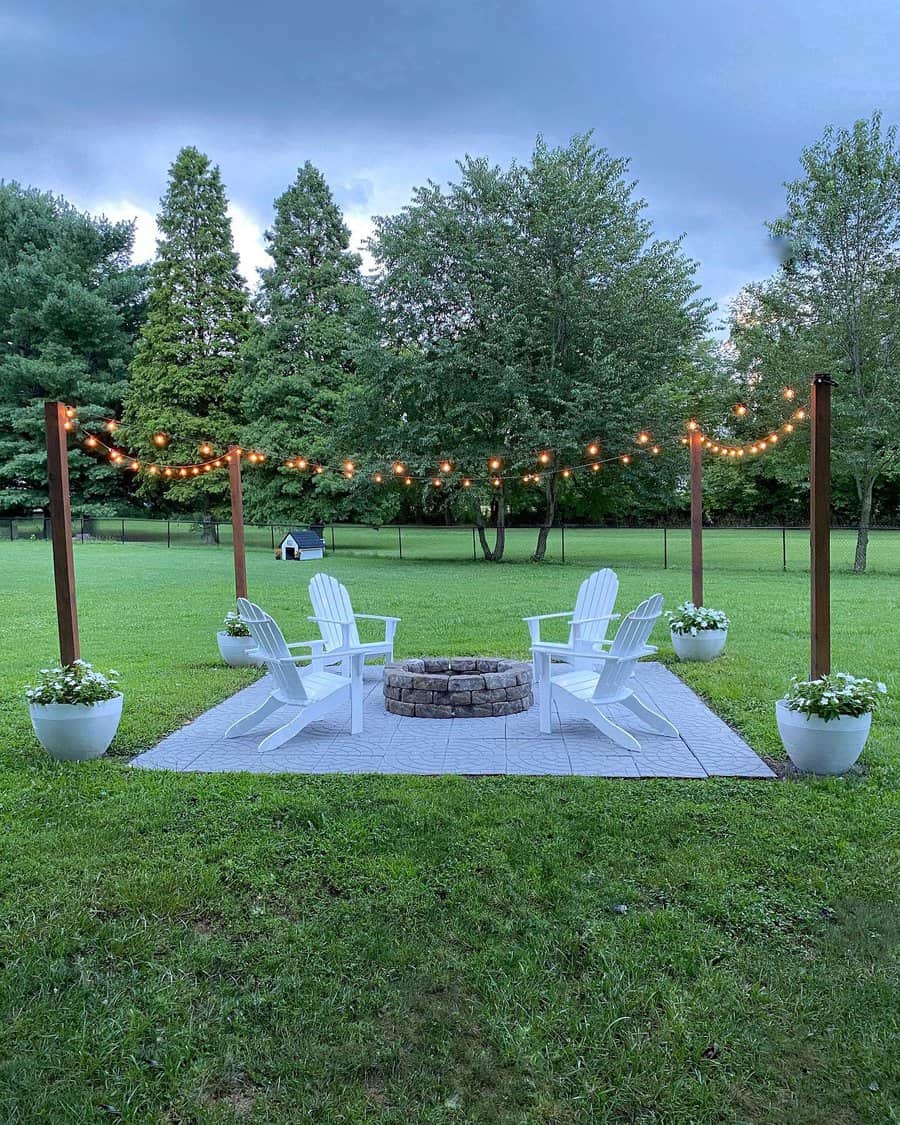 Patio with string lights 