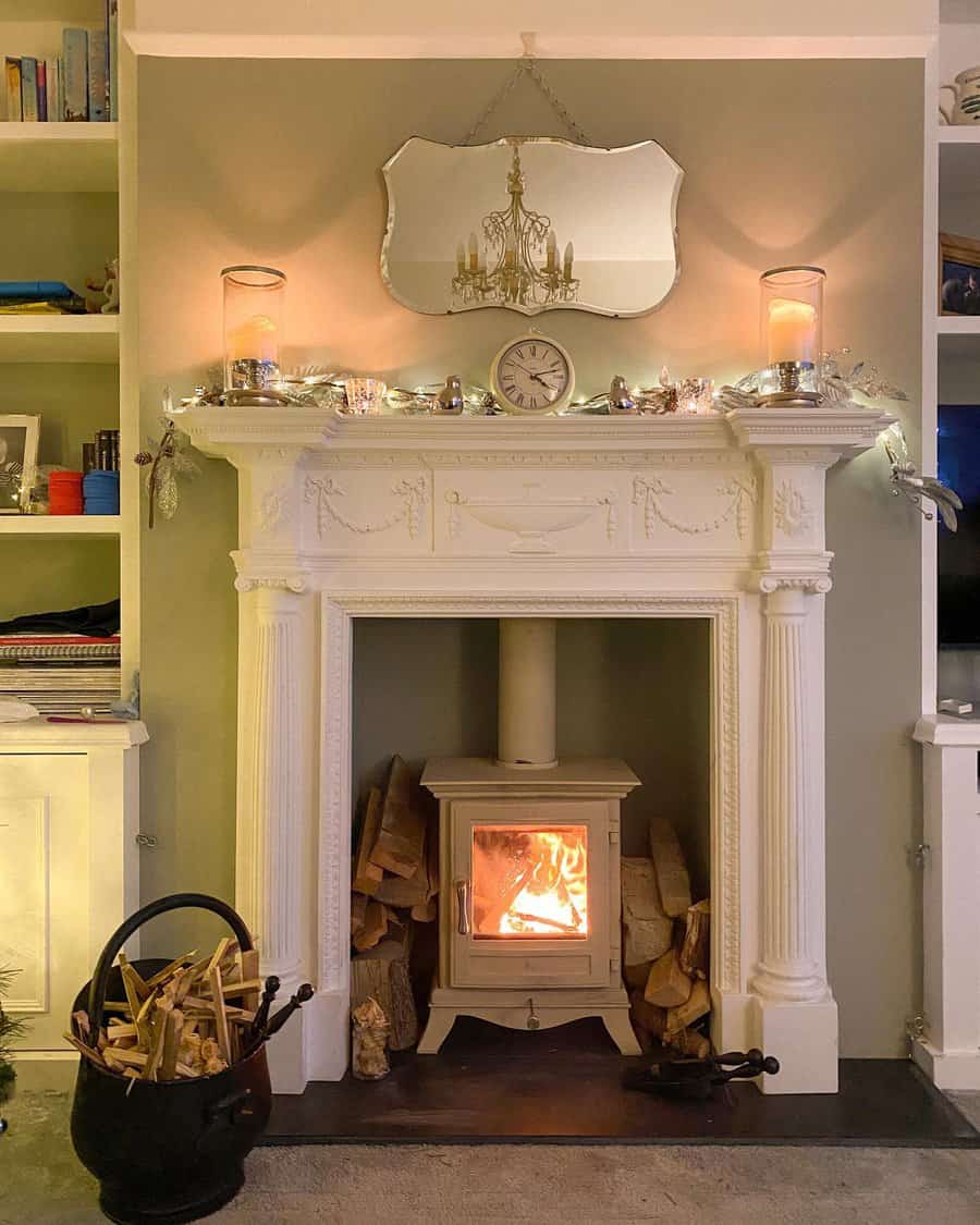 traditional fireplace with mantelpiece